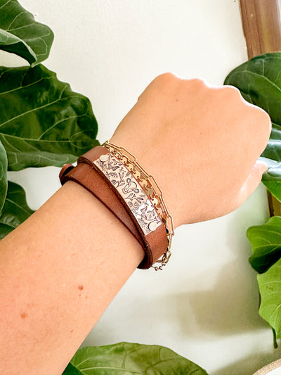 The Cow + the Butterfly Double Wrap Leather Bracelet