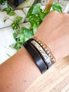 Mountains in Silver Double Wrap Leather Bracelet