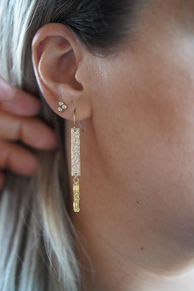 Two to Tassel - Hammered Gold Earrings